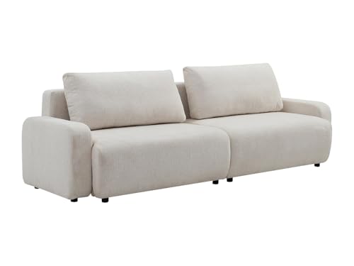 Vente-unique - CanapÈ 4 Places Convertible en Tissu Chenille Beige YOKIRA