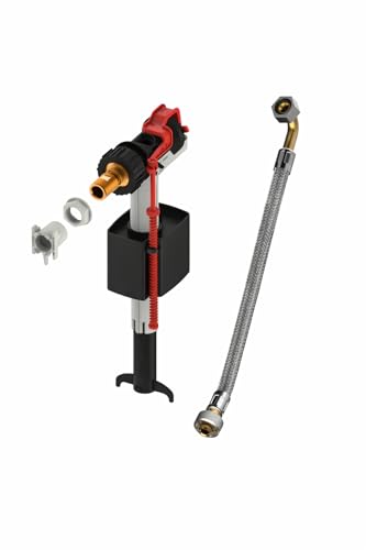 BADfabrik24 TECE-Füllventil F 10 Universal + Panzerschlauch 3/8 (bis 2019) einstellbare Füllhöhe geräuscharm nach DIN 4109 kompakte Bauform inkl. Adapter & Befestigungsmutter