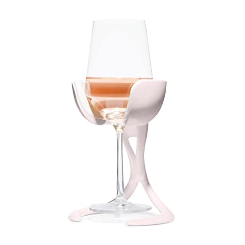 VoChill Stemmed Wine Glass Chiller | Made in USA | Radically cool wine tool keeps wine perfectly chilled in your glass | Refreezable Chill Cradle actively chills (Blush Single VoChill)