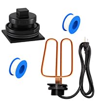 Image of Stock Tank Drain Plug and Outdoor Water Tank Heaters Fit for rubbermaid Commercial 50 70 100 150 300 Gallon Stock Tanks Five Year Free Replacement