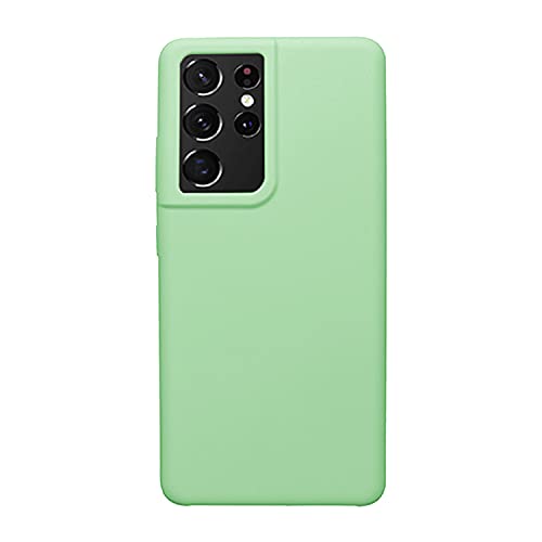 Image of LIRAMARK Liquid Silicone Soft Back Cover Case for Samsung Galaxy S21 Ultra (Mint Green)