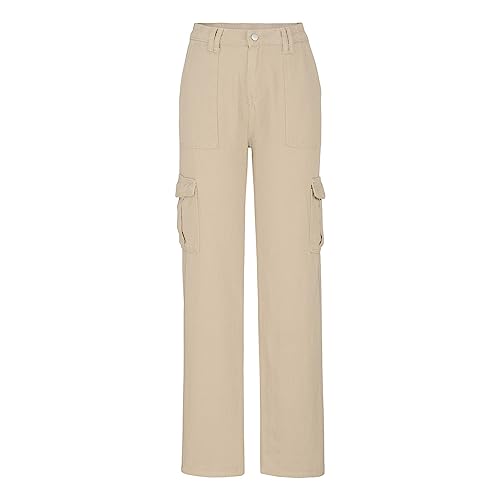 Cargo Jeans for Women Baggy Straight Wide Leg Jeans Y2K Teen Girls Low Rise Denim Pants Multi-Pocket Hiking Trousers4