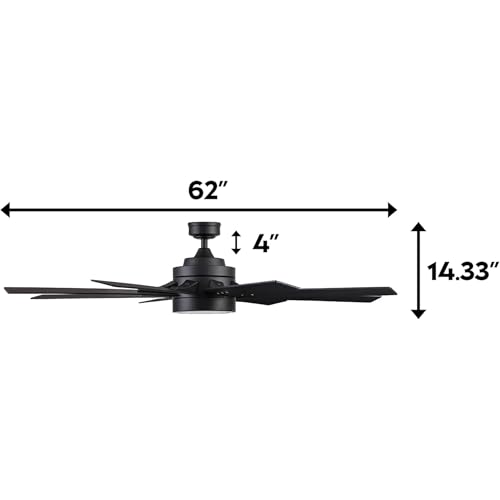 Image of Honeywell Ceiling Fans Xerxes Modern 62 Inch Ceiling Fan with Light, Remote Control Fan, LED Indoor Fan with 8 Blades, Matte Black and Ash Blade Finish Options, Matte Black (51473-01)
