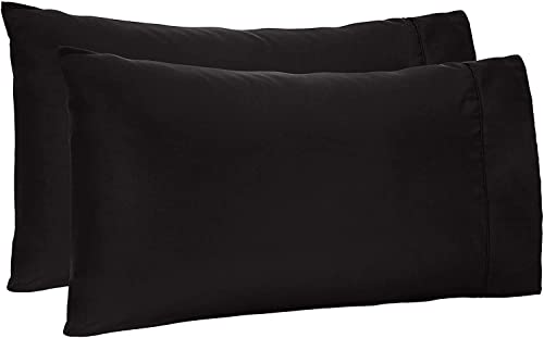 TBM Oversize Extra Large Pillowcase - Fits Fluffiest Pillows, Extra Tall - 100% Egyptian Cotton, 600 TC (King, 23W X 43L, Black)