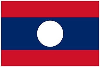 Bandiera Laos 300 x 450 cm in Poliestere Nautico Ignifugo 115 g/mq per Uso Interno ed Esterno con Finiture Professionali, Doppie Cuciture, Corda e Guaina, Colori Brillanti e Duraturi - Made in Italy