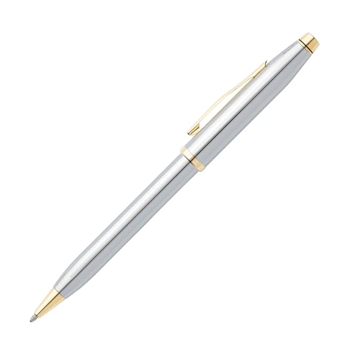 CROSS Century II Medalist - Stylo bille rechargeable - Avec attributs plaqués or 23 carats - En chrome poli - Écrin classique et recharge incluse