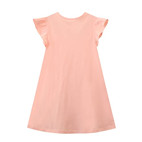 Image of HILEELANG Girls Cotton Tiered Dress Flutter Ruffle Sleeve Summer Swing Sundress Birthday Party Casual Outfit Colorblock 2-12Y