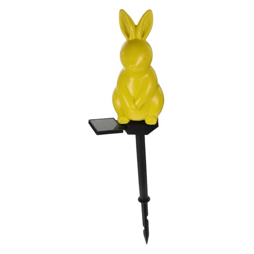 Garneck Solar Rabbit Floor Lamp Solar Powered Lights Garden Light Easter Landscape Decor Garden Bunny Lamp Abs Yellow