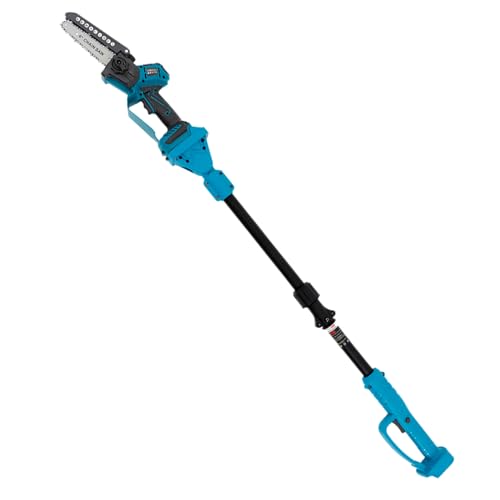 Podadora eléctrica con batería de 18 V, mango telescópico con placas de guía intercambiables de 6 pulgadas y 8 pulgadas y a juego, sierra de sable telescópica eléctrica para corte de árboles, corte de