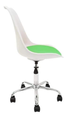 Image of Amazon Brand - Umi Height-Adjustable Modern Revolving Rotary Arm Office Study Desk Chair - Ideal for Spa, Bar, Home - White & Light Green Color