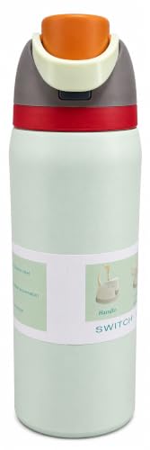 Image of HomeCloud 1200ML Stainless Steel Water Bottle - Double-Wall Vacuum Insulated, Leakproof Straw Lid, BPA-Free Reusable Travel Flask with Two-Way Spout for Gym, Office & Outdoor Use (S Mint Grey)