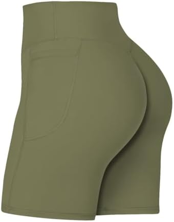 Sunzel No Front Seam Biker Shorts for Women with Pockets, Yoga Workout Gym Bike Shorts with Tummy Control
