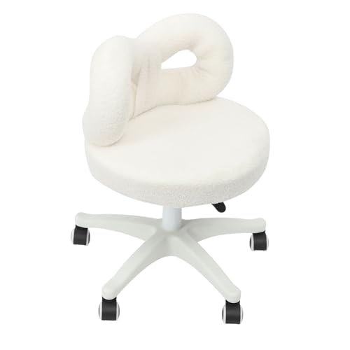 Chaise de coiffeuse à roulettes blanche petit fauteuil de bureau réglable
