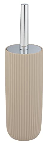 WENKO WC-Garnitur Mod. Agropoli Beige, geschlossener Bürstenhalter aus hochwertigem Kunststoff mit plastischer Formgebung und strukturierter Oberfläche, BPA-frei, hygienische WC-Bürste, Ø 10 x 36,5 cm