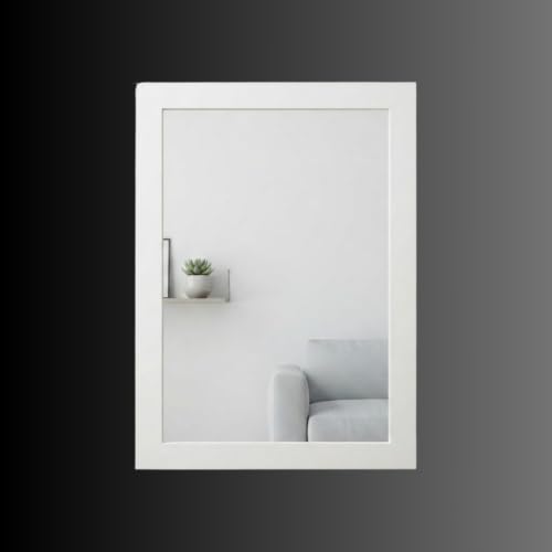 Image of Creative Arts n Frames Wall Decor Hand Crafted Wooden HD Wall Mirror Panel for Living Room Bedroom Lobby Modern Wall Decor Home Decor Items (Sophosticated White 15X21 inch Framed HD Mirror)