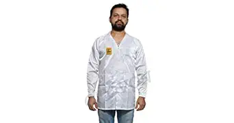 Otovon ESD Anti Static White Apron - Cleanroom Lab Coat - Unisex, Size - L
