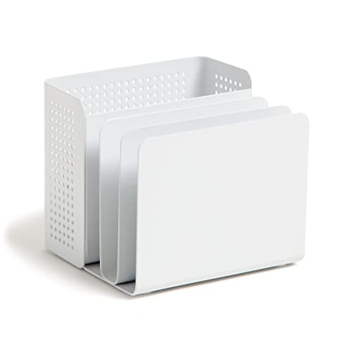 U Brands Modern Perforated Metal Sorter Cup, Desktop Organizer, White, 4.41 x 3.94 x 4.29 Inches