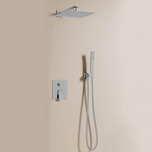 Douche mixeur encastrée à 3 fonctions avec set de douche argenté monocommande