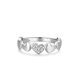 Whoiy Anello da donna, in oro bianco, con cuore e diamanti, 13 (16,9), metallo prezioso Gemma, Diamante