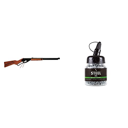 Daisy Outdoor Products Model 1938 Red Ryder Bb Gun, Wood Grain, Overall Length: 35.4 Inch & Air Venturi Steel Bbs.177 Cal, 5.1 Grains, Zinc-Plated, 2,500Ct #TOP19