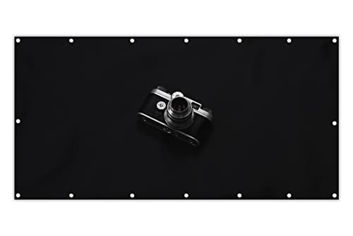 MuchoWow® Balkon Sichtschutz Sichtschutzmatte Balkonbanner Abdeckung für Terrasse Balkon Windschutz Blickdicht Wetterfest 200x90 cm Schwarz - Kamera - Design - Weiß