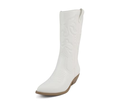 Soda Rider ~ Women Mid-Calf Western Cowboy Boots with Pointed Toe & Side Zipper2