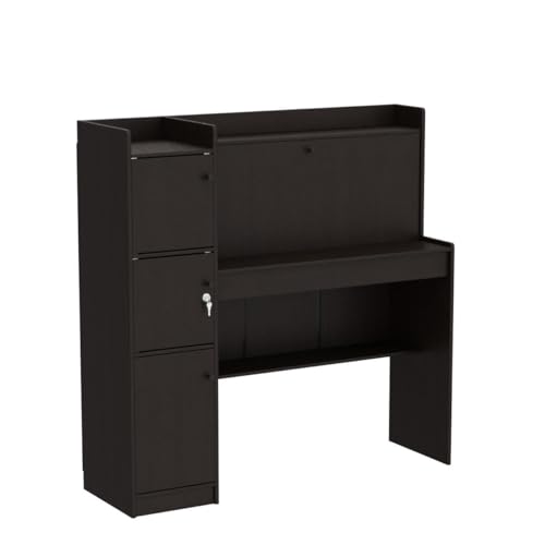 DeckUp Versa Engineered Wood Study Table and Office Desk (Dark Wenge, Matte Finish)