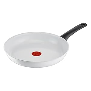 Tefal C41706 Ceramic Control Frying Pan 28 cm Safe Ceramic Seal Thermo-Signal Temperature Indicator Easy Cleaning Suitable for Induction Cookers White