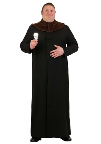 Addams Family Plus Size Mens Uncle Fester Costume with Coat & Light Up Bulb Accessory | Creepy Halloween Cosplay Outfit 2X