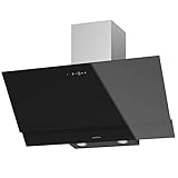 Oranier breite schwarze kopffreie Umluft Wandhaube 90 cm Miran - effektive Dunstabzugshaube im Schräghauben Design