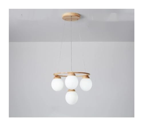 Lampe à suspension en verre de lait 7 têtes LED en noyer LWX