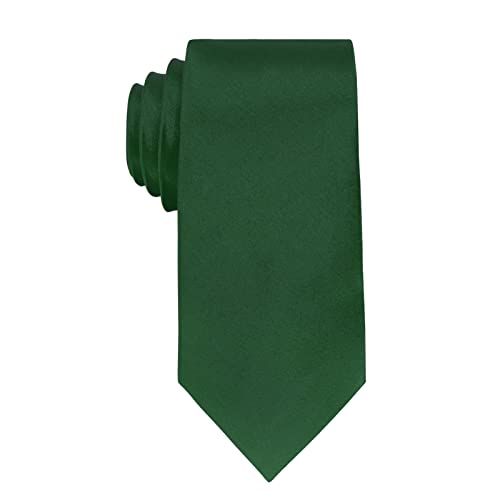 Image of Luckyvestir Mens Tie Solid Satin Neck Ties 3.15'' Formal Necktie for Wedding Business Christmas Father's Valentine's Day Gift