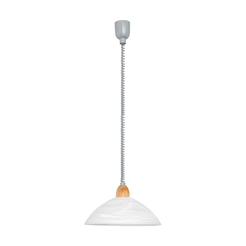 Lampe suspendue en verre d'albâtre pour table de salon, suspension bois réglable Eglo