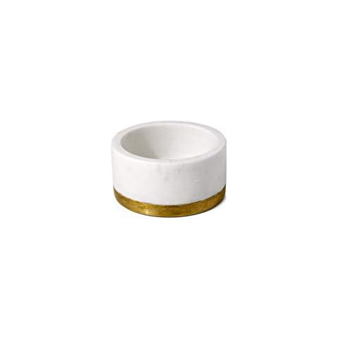 Serene Spaces Living White Marble Bowl with Brass Ring Cover