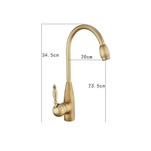 Robinet de cuisine vintage en laiton antique pivotant à 360°