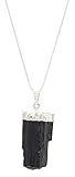 LTC Designs Raw Black Tourmaline Protection Pendant Necklace on Sterling Silver Box Chain, 18'