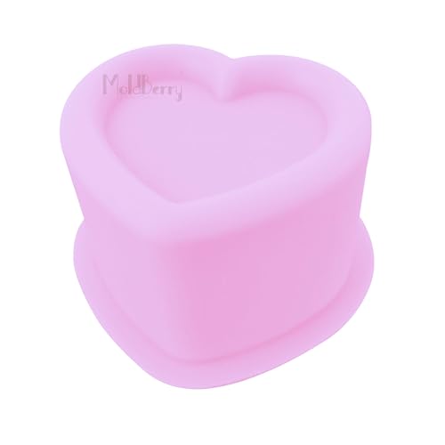 Image of MoldBerry Heart Shaped Silicone Cake Mold - 7.7cm Deep Mini Non-Stick Baking Pan for Bento Cakes, Cheesecakes, Muffins, Tarts, Snacks & Chocolates - Reusable Silicone Mould - 1 Pack