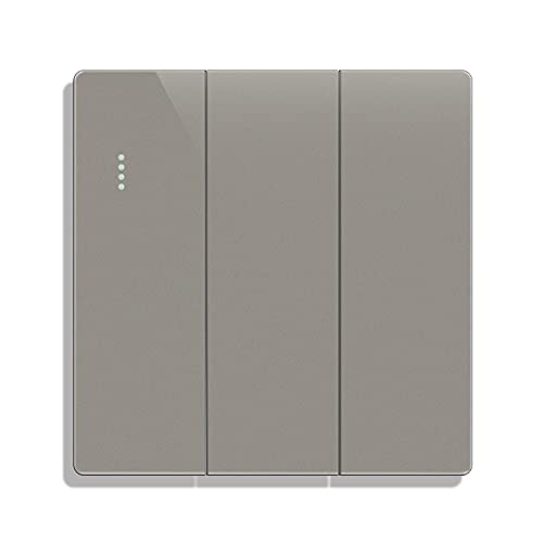 Image of CNBINGO Big Rocker Button Switch with Phosphor Dots, Modern Matte Grey Wall Plate, Electrical Triple Light Switch, 3 Gang 2 Way, 16A 250V