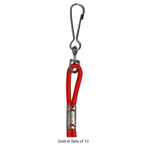 Champion Sports Nylon Lanyards with J-Hook Clip, Red - 12 Pack (Poly Bag)