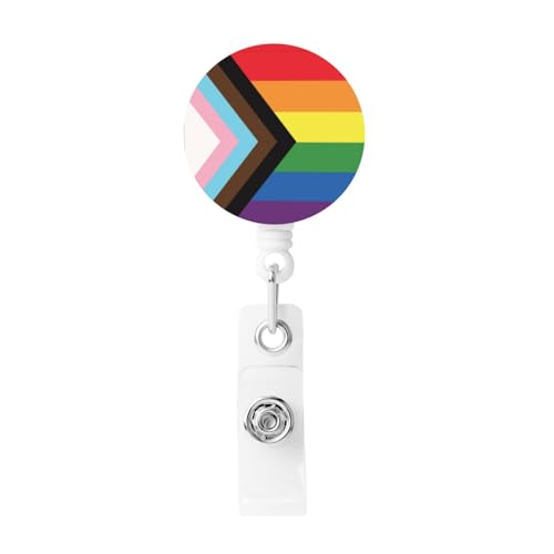 Image of Pride Month LGBTQ Gay Pride Ally Retractable Badge Holder Cute Badge Reel Id Badge Reel with Clip for Nursing Teacher Office Work Business Women Gifts