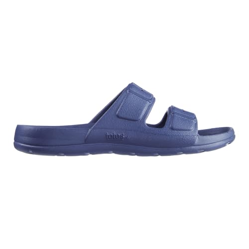Image of Totes Kids Everywear Double Buckle Slide Sandals Lightweight Waterproof Slides with Textured Footbed