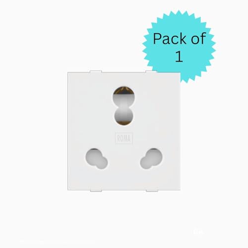 Anchor by Panasonic Roma Classic 6A/16A Twin Socket, Durable and Stylish Electrical Outlet for Home and Office, White, 30828