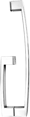 Poignée de porte en verre de douche et bureau push-pull argentée