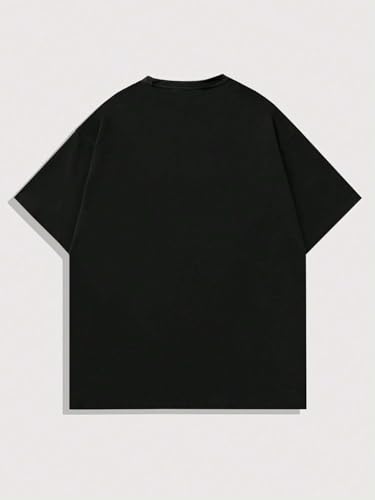 Image of SXV STYLE Oversized Graphic T-Shirt, Black, Japanese Anime Print, Red Text, Everyday is a New Day Slogan, Unisex Streetwear