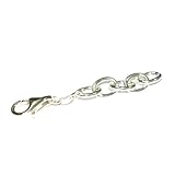 2" Sterling Silver 925 7x9mm Oval Rolo Cable Chain Large Extender with 13mm Lobster Claw Clasp