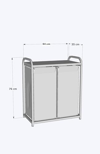 İkili Renkli ve Beyazlar için Çamaşır Sepeti Banyo Dolabı Kirli Sepetli Banyo Düzenleyici Çamaşırlık Beyaz - Görsel 5