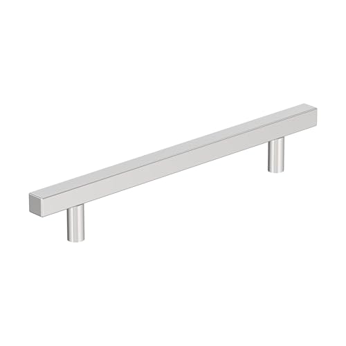 Image of Amerock 25 Pack 6-5 /16 inch Bar Pulls Square Polished Chrome Drawer Pull | 6-5 /16 inch (160mm) Center-to-Center Mounting Distance and 8-5 /8 inches Overall Length, Durable Zinc Cabinet Hardware