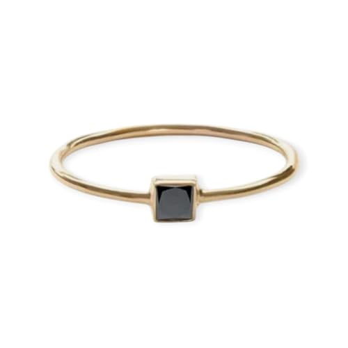 Black Onyx ring, one of a kind genuine black onyx ring, raw onyx ring, solitaire stacking natural onyx ring, square dark black onyx ring gold