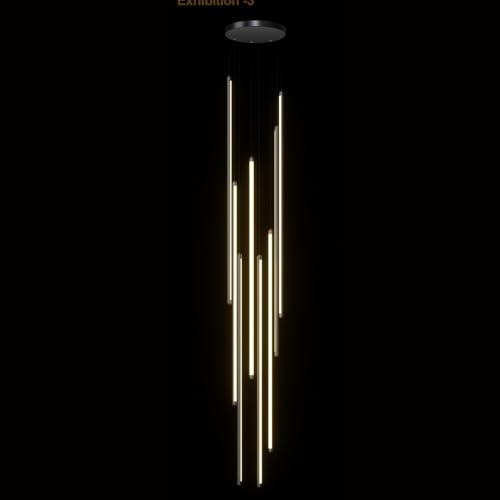 Lustre de foyer noir de salon suspendu avec télécommande sans fil