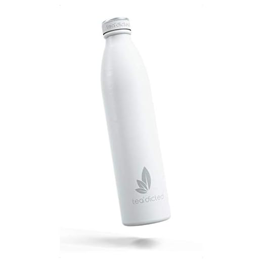 tea'dicted Premium Thermosflasche 1L | Auslaufsichere Edelstahl Thermoskanne | BPA-frei | Designer-Isolierkanne | 12h heiß & 18h kalt | ideal für Sport, Schule, Kinder, Outdoor UVM. (Alaska White)